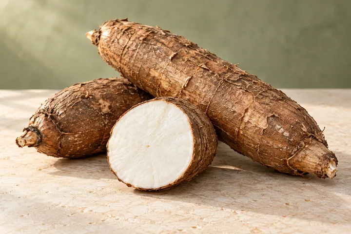 Raw cassava / yuca — illustrative product photograph