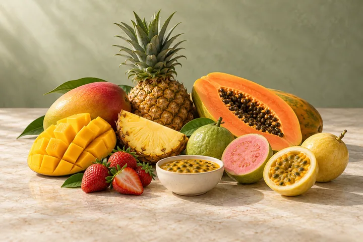 Illustrative selection of fruit and fruit pulp